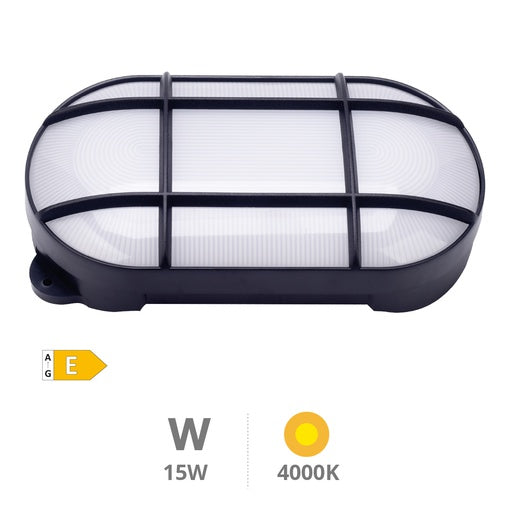 Aplique LED ovalado Cercis con rejilla 15W 4000K Negro REF: 200205002