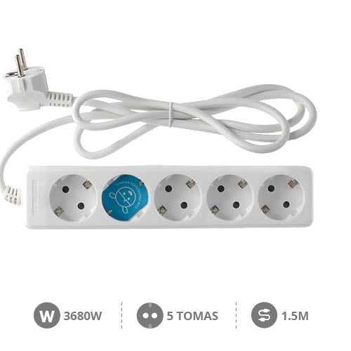 Base múltiple Serie Estándar 5T (3x1.0mm) 1,5M Blanco REF: 000000004